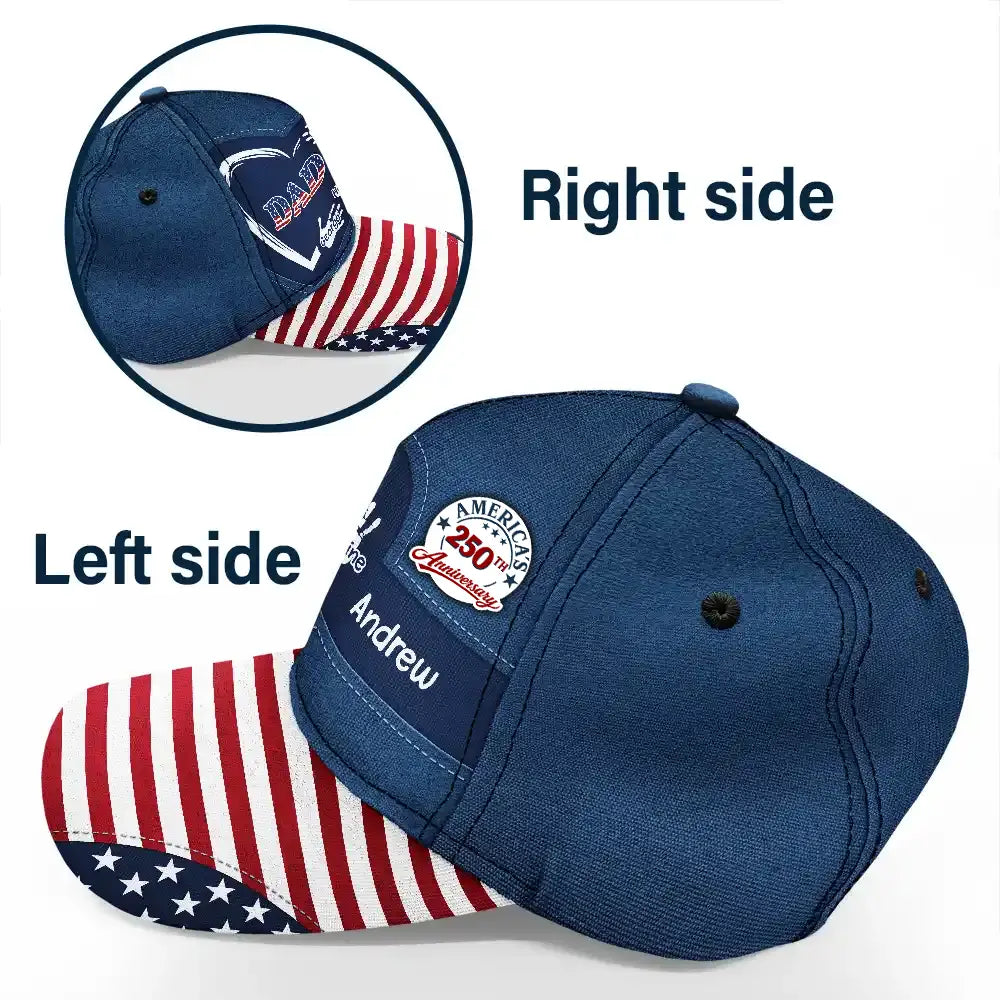 America's 250th Anniversary Grandpa Dad Kids Handprints - Personalized Classic Cap