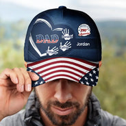 America's 250th Anniversary Grandpa Dad Kids Handprints - Personalized Classic Cap