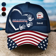 America's 250th Anniversary Grandpa Dad Kids Handprints - Personalized Classic Cap