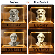 Christmas,Custom Photo,Family,First Christmas,Gift For Couples,Happy,Pet Couple,Pet Lovers,Remove BG Photo - Couple With Pet, Dog Mom, Cat Dad, New Baby - Personalized Custom Photo First Year As A Family Of Four Crystal Cube Lamp