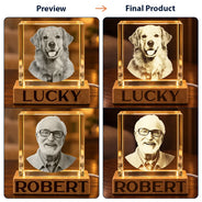 Cozy,Custom Photo,Family,Indoor Decor,Memorial,Memorial Loved One,Remove BG Photo - Sympathy Christmas Gift For Loss Of Dad - Personalized Custom Photo When You Miss Me Have No Fear Crystal Cube Lamp