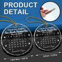 Gift For Couples, Gift For Women, Gift For Men, Gift For Husband, Gift For Wife, Top Market, Christmas, Love, LGBT, Gift For Boyfriend, Gift For Girlfriend - Calendar And In One Moment Our Hearts Become One - Personalized Circle Glass Ornament