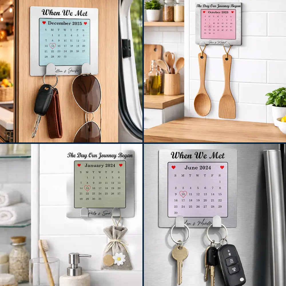 Gift For Couples,Love - Calendar Couple The Day Our Journey Began - Personalized Mini Key Hook