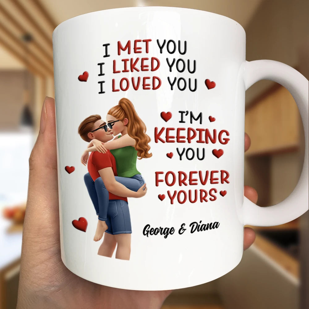 Gift For Couples,Gift For Husband,Gift For Wife,Gift For Boyfriend,Gift For Girlfriend,Love - Calendar I Met You Liked You Love You Forever - Personalized Mug