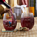 Gift For Couples,Gift For Husband,Gift For Wife,Gift For Girlfriend,LGBT,Love - Calendar I Met You Liked You Love You Forever - Personalized Stemless Wine Glass