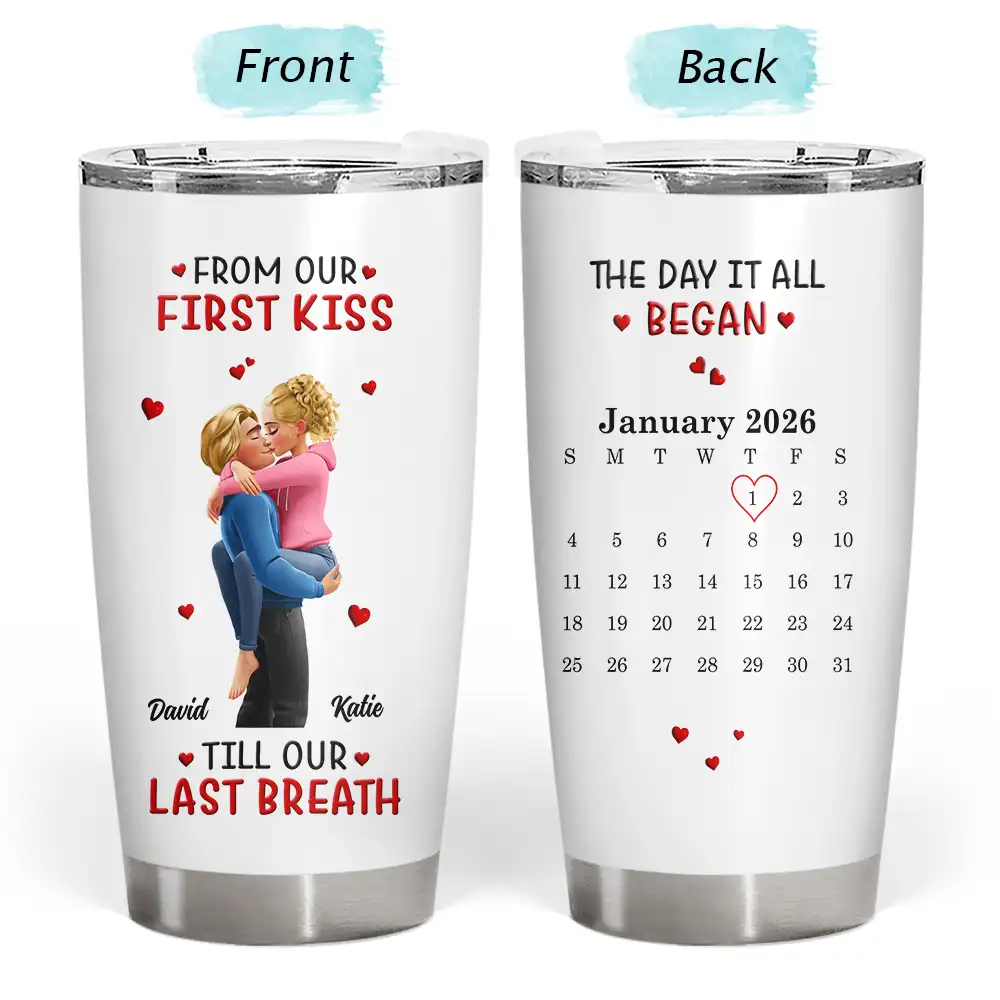 Gift For Couples,Gift For Husband,Gift For Wife,Gift For Boyfriend,Gift For Girlfriend,LGBT,Love - Calendar I Met You Liked You Love You Forever - Personalized Tumbler