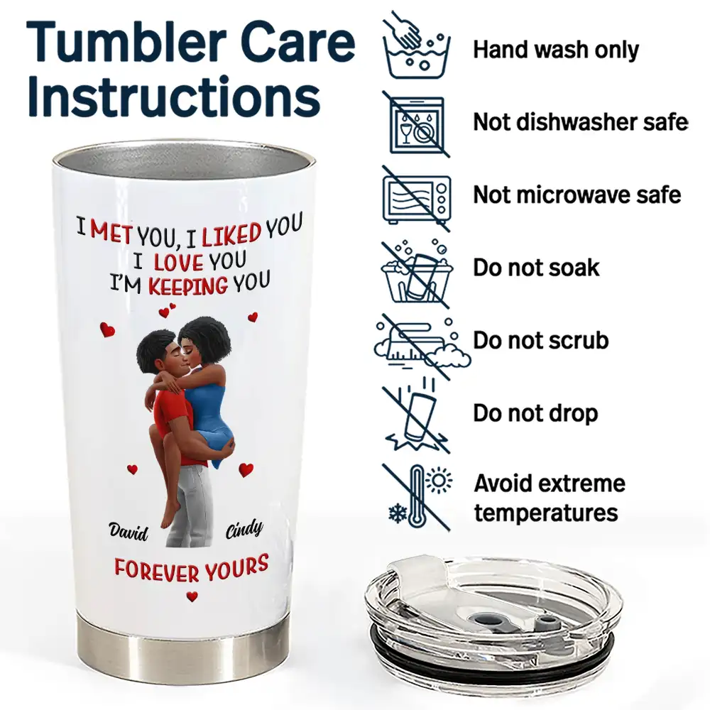 Gift For Couples,Gift For Husband,Gift For Wife,Gift For Boyfriend,Gift For Girlfriend,LGBT,Love - Calendar I Met You Liked You Love You Forever - Personalized Tumbler