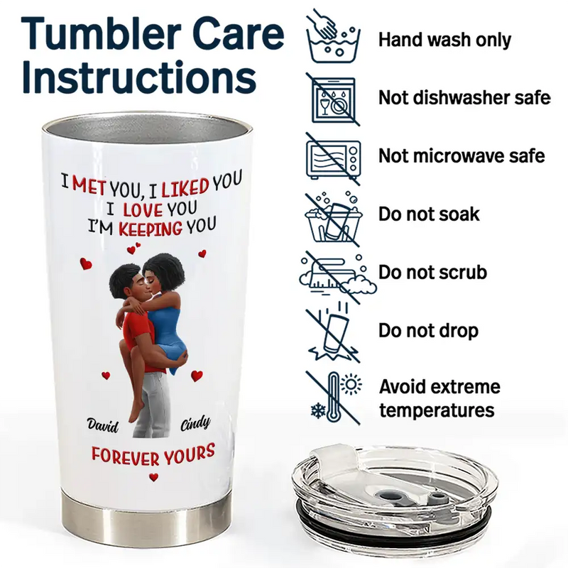 Gift For Couples,Gift For Husband,Gift For Wife,Gift For Boyfriend,Gift For Girlfriend,LGBT,Love - Calendar I Met You Liked You Love You Forever - Personalized Tumbler