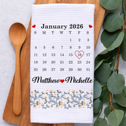 Gift For Wife,Gift For Couples,Married ,Engaged,Love,Wedding - Calendar Married Couple Forever Together - Personalized Kitchen Towel