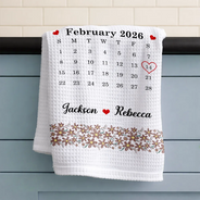 Gift For Wife,Gift For Couples,Married ,Engaged,Love,Wedding - Calendar Married Couple Forever Together - Personalized Kitchen Towel