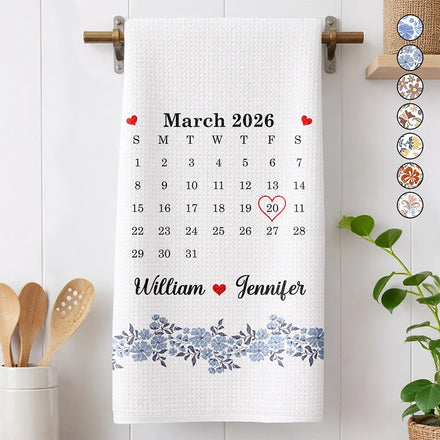 Calendar Married Couple Forever Together - Personalized Kitchen Towel