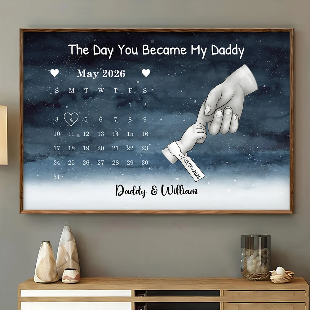 New Dad,New Mom,New baby,Gift For Father,Gift For Mother,Happy,Calendar - Calendar The Day You Became My Dad Mom Holding Hands - Personalized Poster