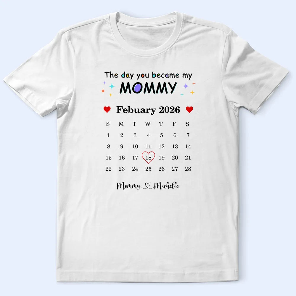 New Dad,New Mom,Gift For Father,Gift For Mother,Happy,Top Market,Top Market,Calendar - Calendar The Day You Became My Daddy Mommy - Personalized Combo T Shirt And Baby Onesie