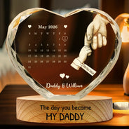 Gift For Mother,Gift For Father,New Dad,New Mom,New baby,Happy,Calendar - Calendar The Day You Became My Mom Dad - Personalized Crystal Heart Shaped Lamp