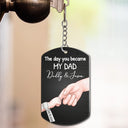 Gift For Father,New Dad,New baby,Calendar,Adorable - Calendar The Day You Became My Mom Dad - Personalized Aluminum Keychain