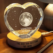 Gift For Mother,Gift For Father,New Dad,New Mom,New baby,Happy,Calendar - Calendar The Days You Became Our Mom Dad - Personalized Crystal Heart Shaped Lamp
