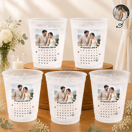 Custom Photo Watercolor Painting Wedding Couple - Personalized Frosted Cups