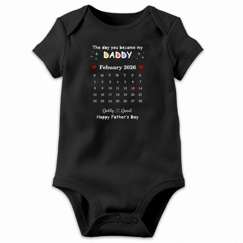 New Dad,New Mom,Gift For Father,Gift For Mother,Happy,Top Market,Top Market,Calendar - Calendar The Day You Became My Daddy Mommy - Personalized Combo T Shirt And Baby Onesie