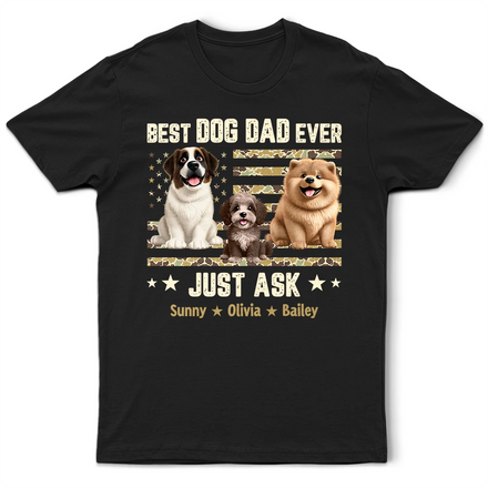 Camouflage Stars & Stripes Best Cat Dad Ever - Personalized T Shirt