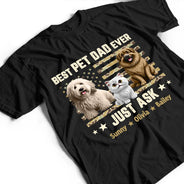 Pet Lovers,Pet Mom,Pet Dad,Top Market,Vector,Playful - Camouflage Stars & Stripes Best Cat Dad Ever - Personalized T Shirt