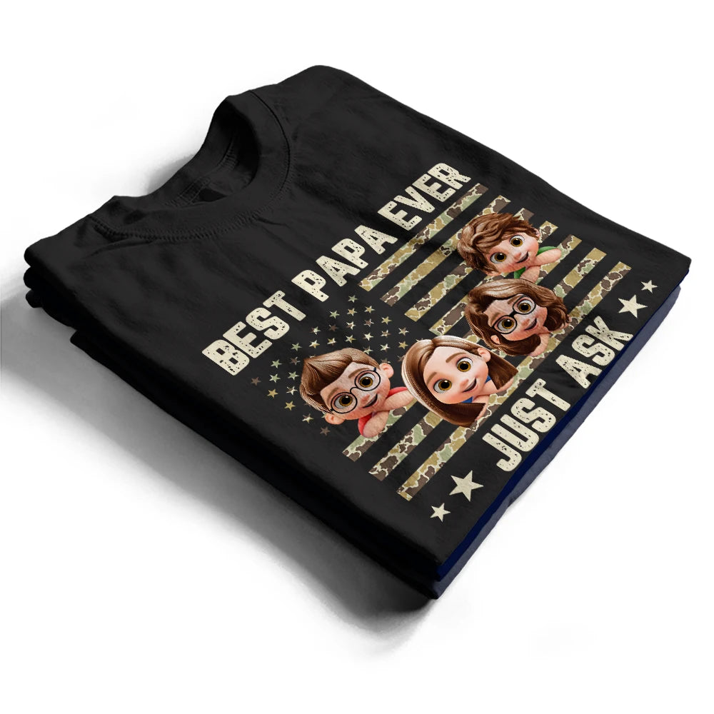 Gift For Father,Gift For Grandpa,Grandpa - Grandkids,Dad - Children,Non-Eng,Vector,Humorous - Camouflage Stars & Stripes Best Dad Ever - Personalized T Shirt