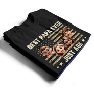 Gift For Father,Gift For Grandpa,Grandpa - Grandkids,Dad - Children,Non-Eng,Vector,Humorous - Camouflage Stars & Stripes Best Dad Ever - Personalized T Shirt