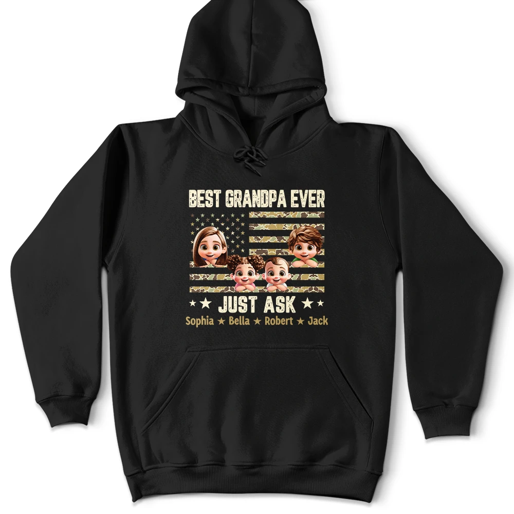 Gift For Father,Gift For Grandpa,Grandpa - Grandkids,Dad - Children,Non-Eng,Vector,Humorous - Camouflage Stars & Stripes Best Dad Ever - Personalized T Shirt