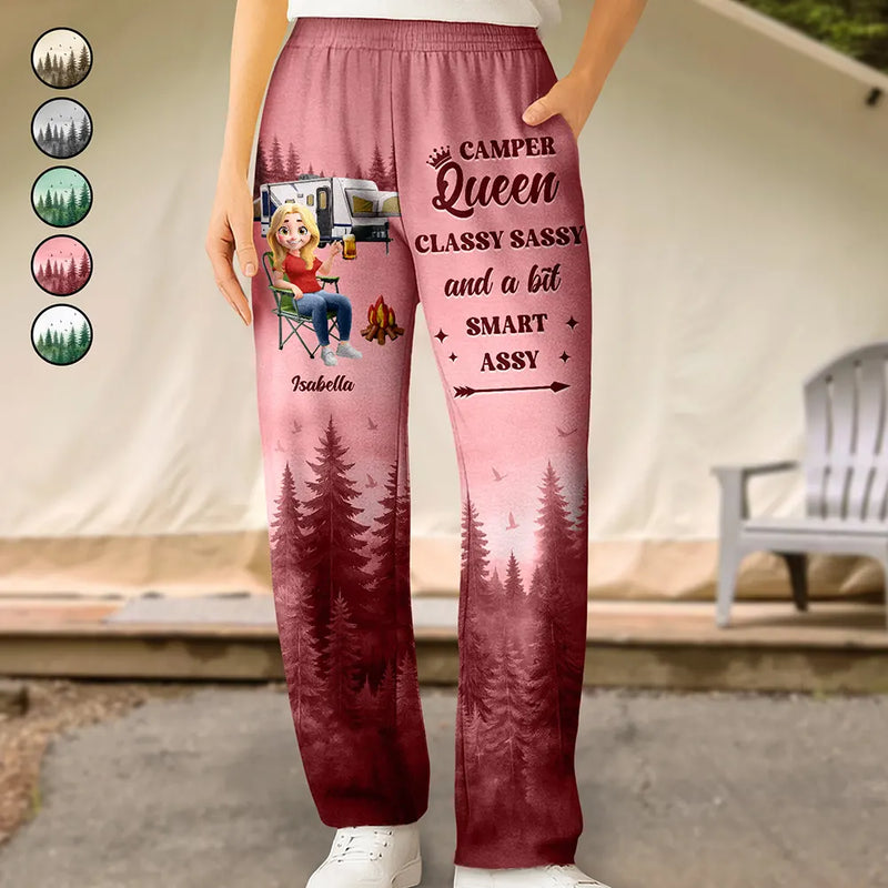 Gift For Yourself,Gift For Women,Happy,Camping - Camper Queen Classy Sassy - Personalized Pajama Pants