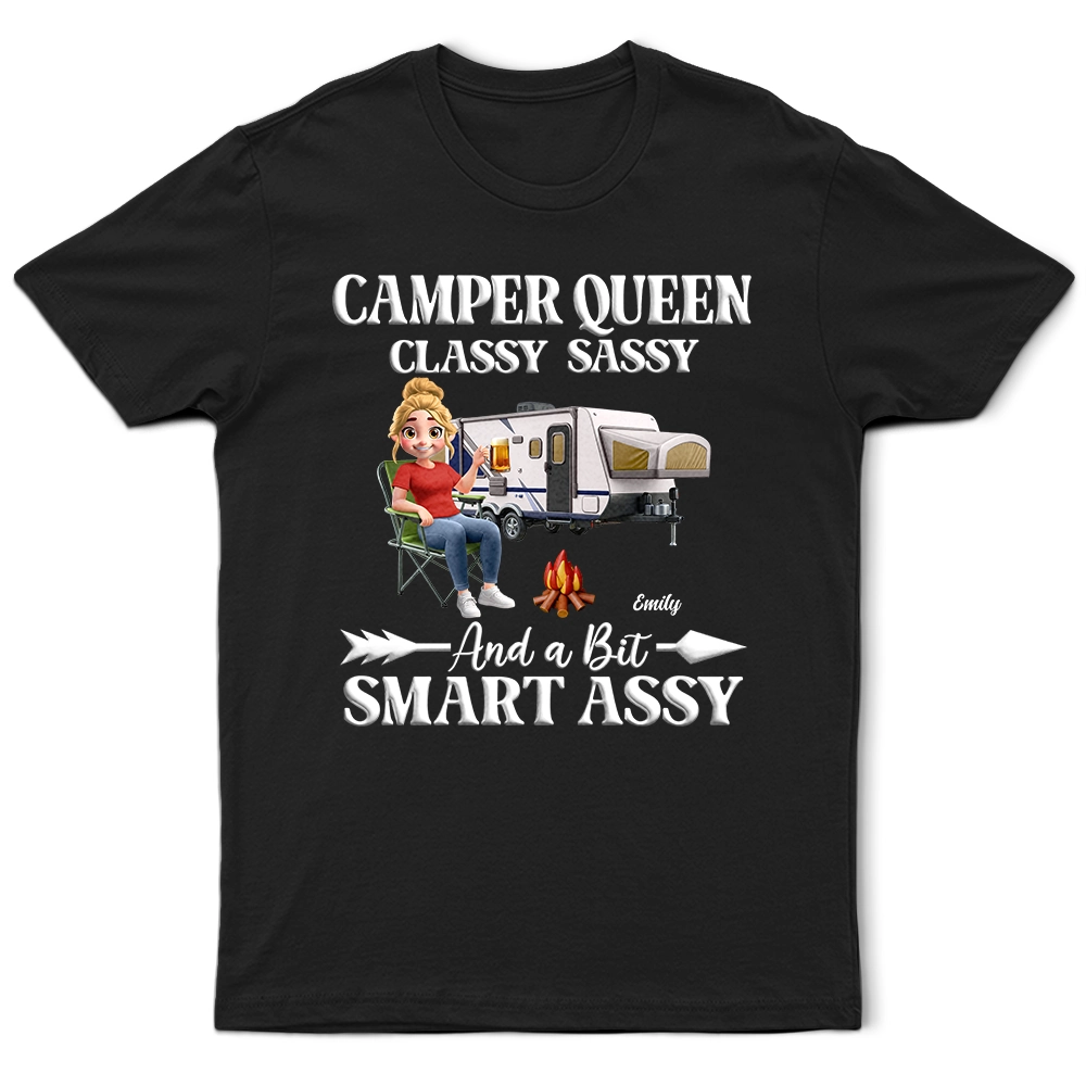 Gift For Yourself,Camping,Campsite,Happy - Camper Queen Classy Sassy - Personalized T Shirt