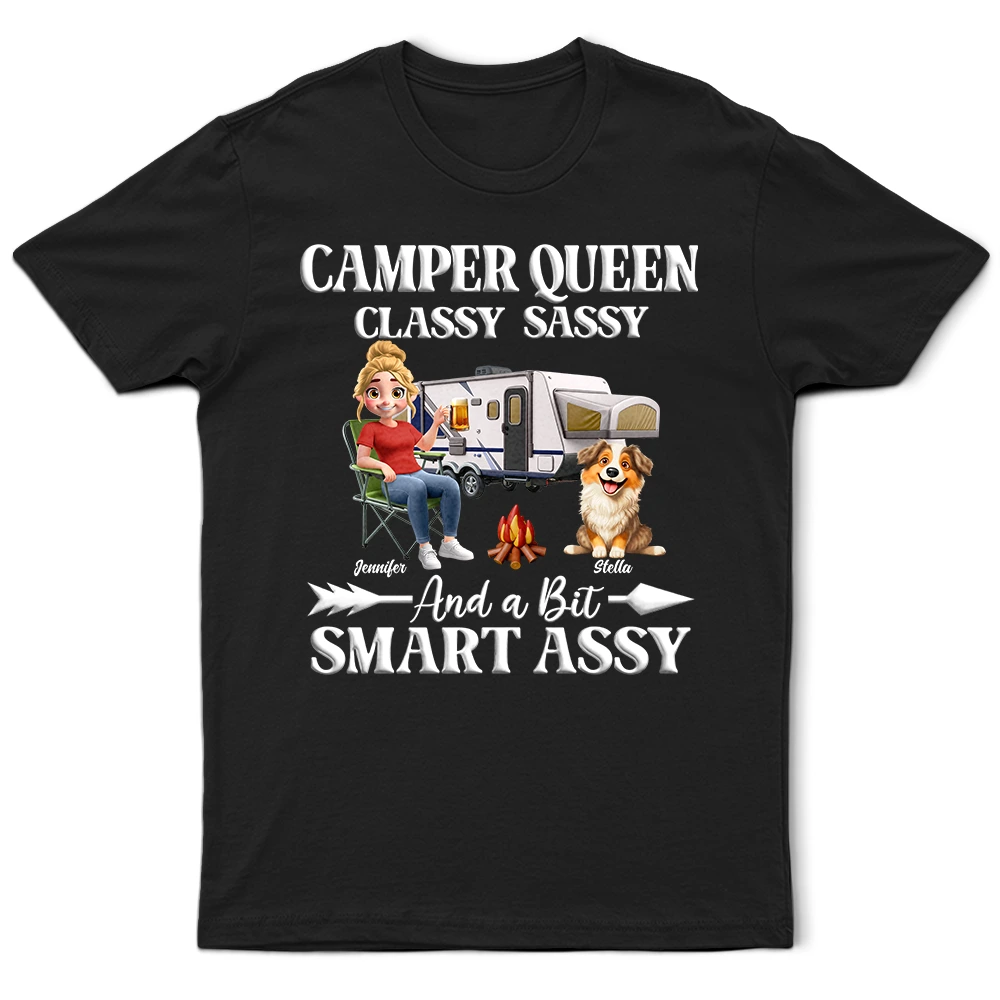 Camper Queen Classy Sassy Dog Cat - Personalized T Shirt