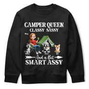 Gift For Yourself,Gift For Women,Happy,Camping - Camper Queen Classy Sassy Dog Cat - Personalized T Shirt