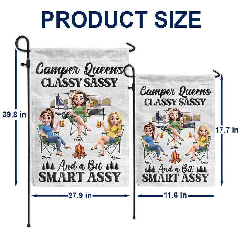 Gift For Bestie,Gift For Sisters,Camping,Happy - Camper Queens Classy Sassy - Personalized Flag