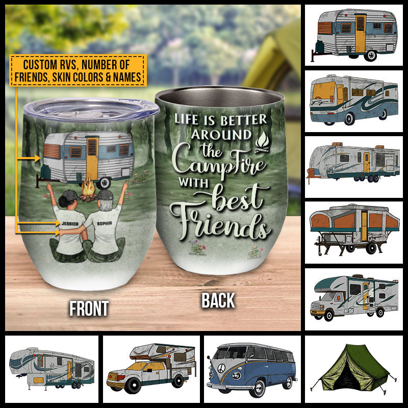 Camping Bestie Life Is Better Custom Wine Tumbler