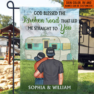 Camping Couple Campers Travelers God Blessed Custom Flag