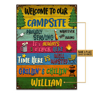Camping Proudly Serving Custom Classic Metal Signs, Camping Decoration, Camping Gift