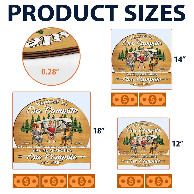 Camping Besties Welcome To Our Camper - Personalized Custom Shaped Wood Sign