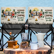Gift For Couples, Gift For Husband, Gift For Wife, Gift For Men, Gift For Women, Camping, Happy, Summer - Camping Couple Husband And Wife Camping Partners For Life - Personalized Folding Chair Cover