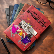 Gift For Couples,Old Couples,Gift For Husband,Gift For Wife,Gift For Boyfriend,Gift For Girlfriend,LGBT,Camping,Love,Travel - Camping Couple The Adventure Book - Personalized Leather Notebook Set