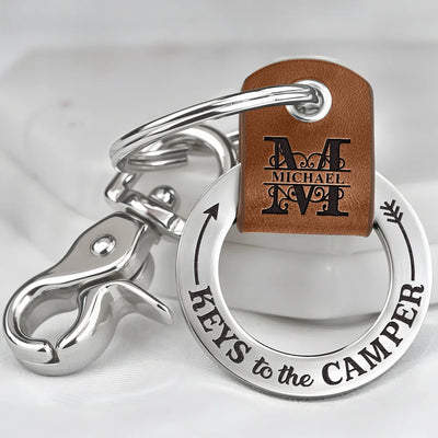 Leather Coordinates Keychain