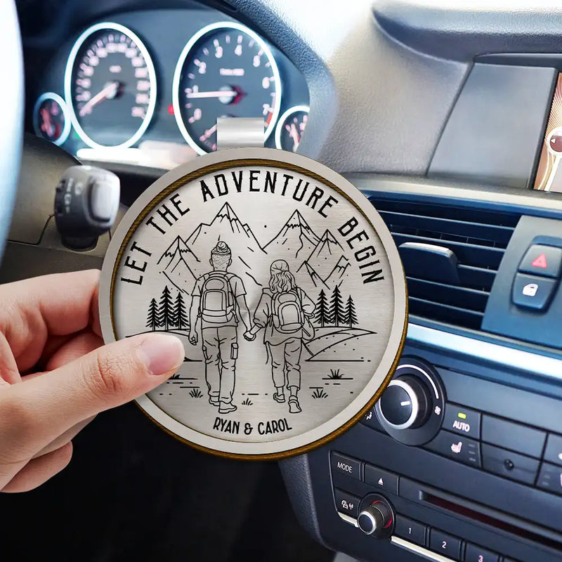 Gift For Couples,Old Couples,Gift For Husband,Gift For Wife,Gift For Boyfriend,Gift For Girlfriend,Happy - Camping Partners For Life - Personalized Custom Shaped Car Visor Clip