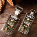 Pet Couple, Camping, Campsite, Happy - Camping You And Me And The Dogs - Personalized Square Whiskey Bottle