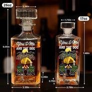 Pet Couple, Camping, Campsite, Happy - Camping You And Me And The Dogs - Personalized Square Whiskey Bottle