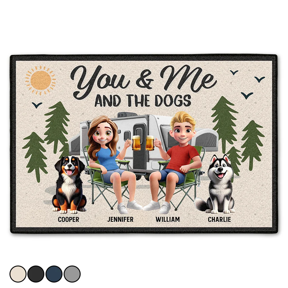 Camping You & Me And The Dogs 3D Effect - Personalized Doormat
