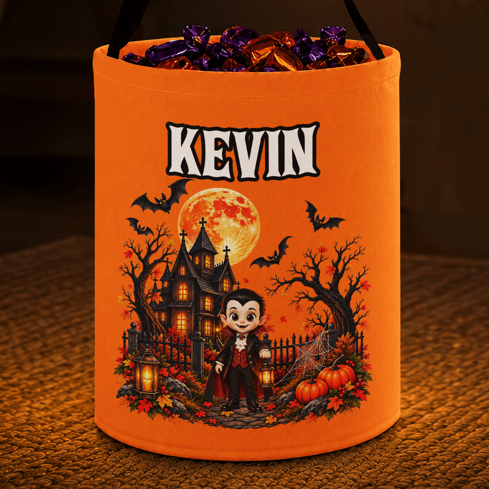 Top Market,Adorable,Halloween,Gift For Kids,Icon - Candy Bag For Kids Halloween Character Custom Name - Personalized Glowing Halloween Basket