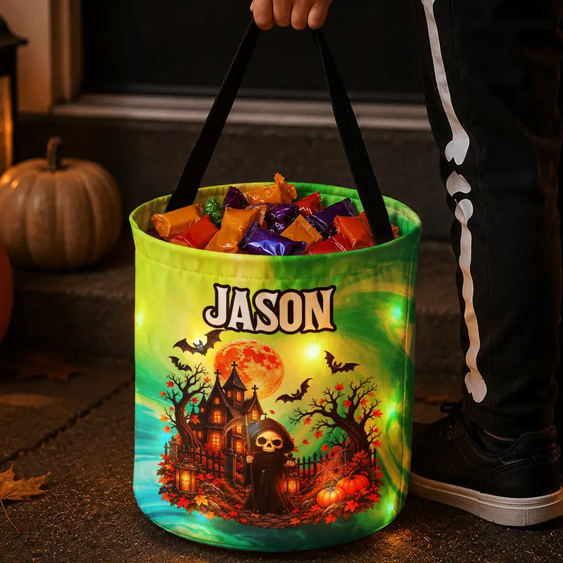 Top Market,Adorable,Halloween,Gift For Kids,Icon - Candy Bag For Kids Halloween Character Custom Name - Personalized Glowing Halloween Basket