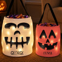 Top Market,Playful,Halloween,Gift For Kids,Icon - Candy Bag For Kids Scary Pumpkin Face Custom Name - Personalized Glowing Halloween Basket