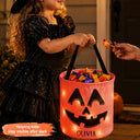 Top Market,Playful,Halloween,Gift For Kids,Icon - Candy Bag For Kids Scary Pumpkin Face Custom Name - Personalized Glowing Halloween Basket