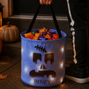 Top Market,Playful,Halloween,Gift For Kids,Icon - Candy Bag For Kids Scary Pumpkin Face Custom Name - Personalized Glowing Halloween Basket