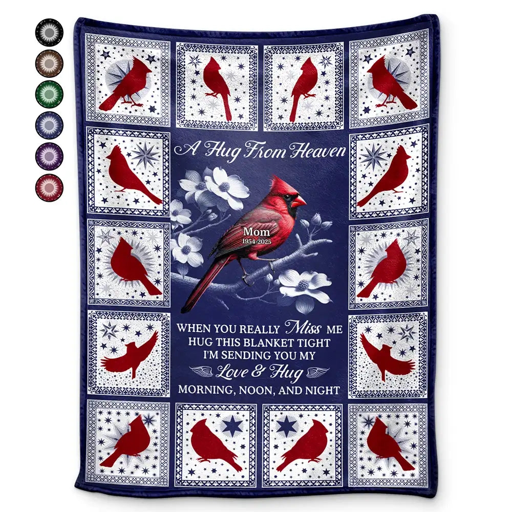 Cardinal Bird A Hug From Heaven - Personalized Fleece Blanket, Sherpa Blanket