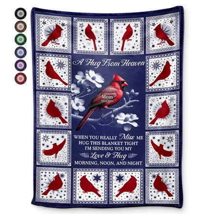 Cardinal Bird A Hug From Heaven - Personalized Fleece Blanket, Sherpa Blanket